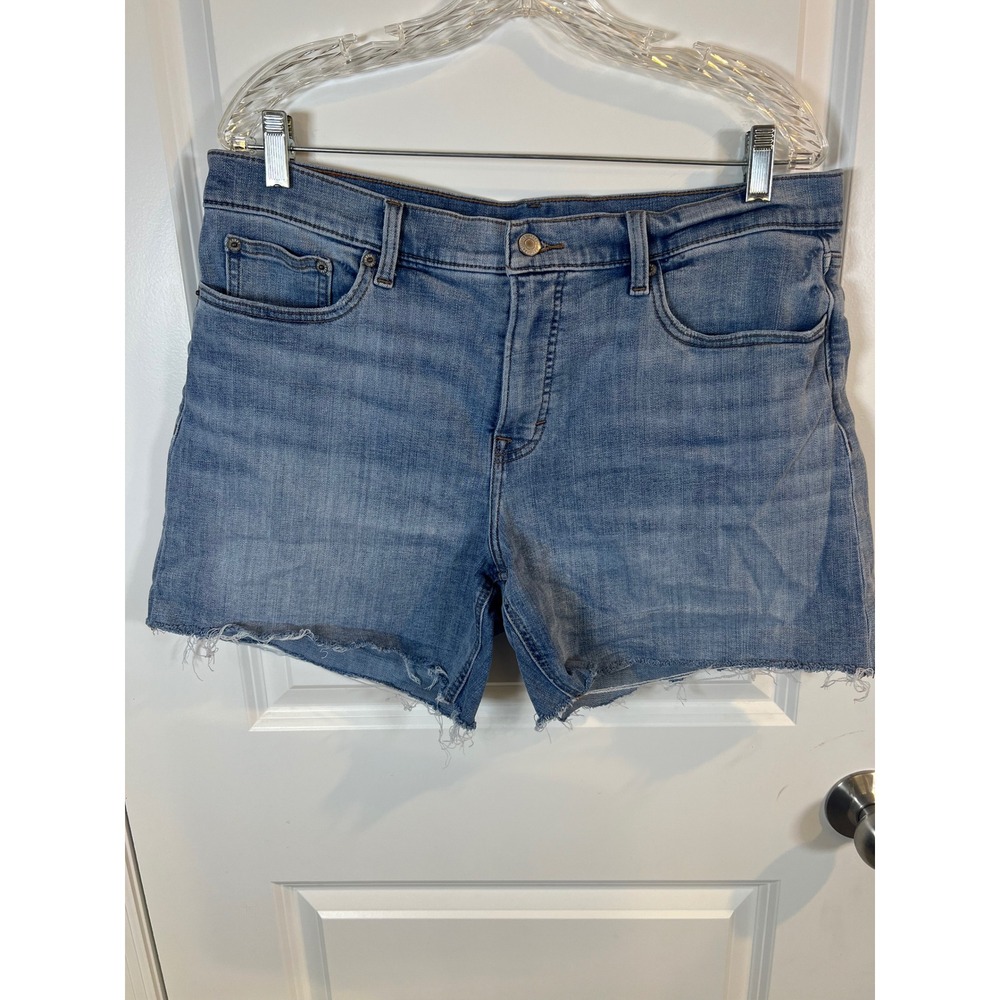 Lucky‎ Brand Womens Denim Shorts Raw Hem Medium Wash Blue Size 14/32